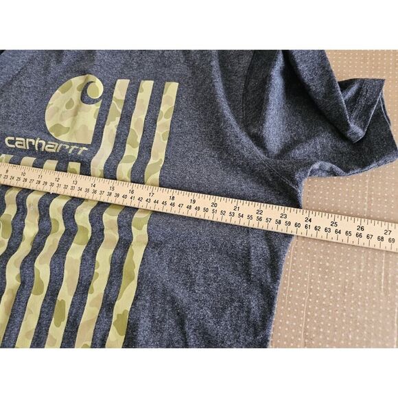 Carhartt T-Shirt Mens Sz L Camouflage American Flag Built To Last USA MADE - Picture 4 of 6